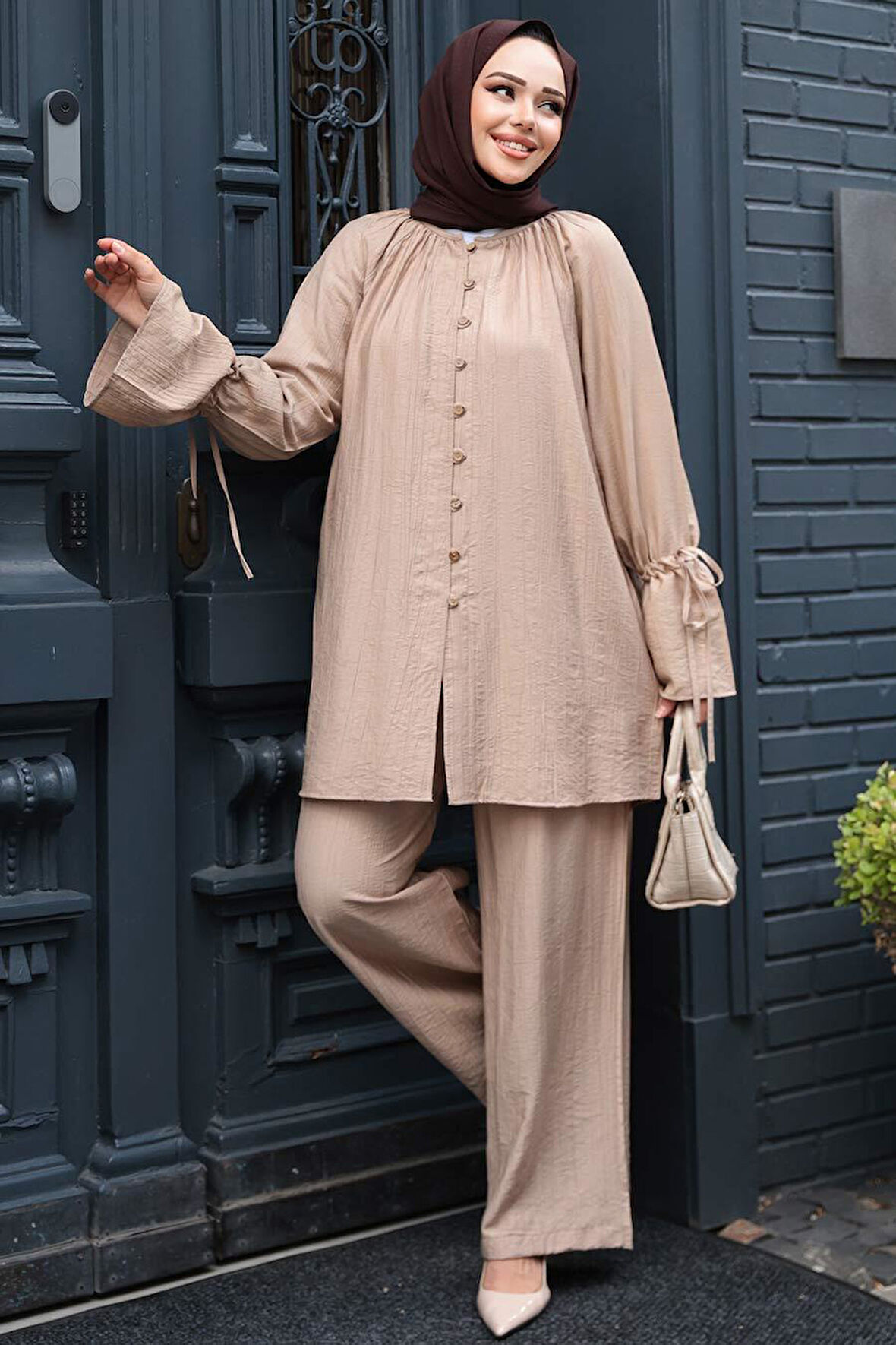 Düğmeli Vizon Tesettür İkili Takım 30451V