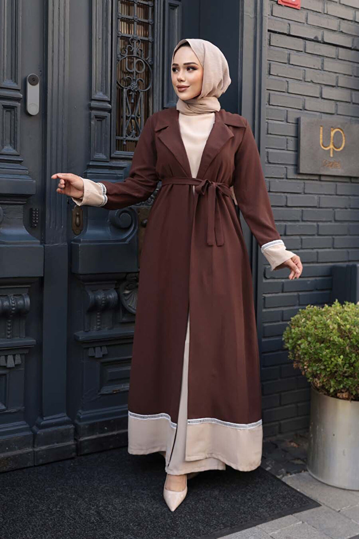 Kahverengi Tesettür Üçlü Takım 76371KH