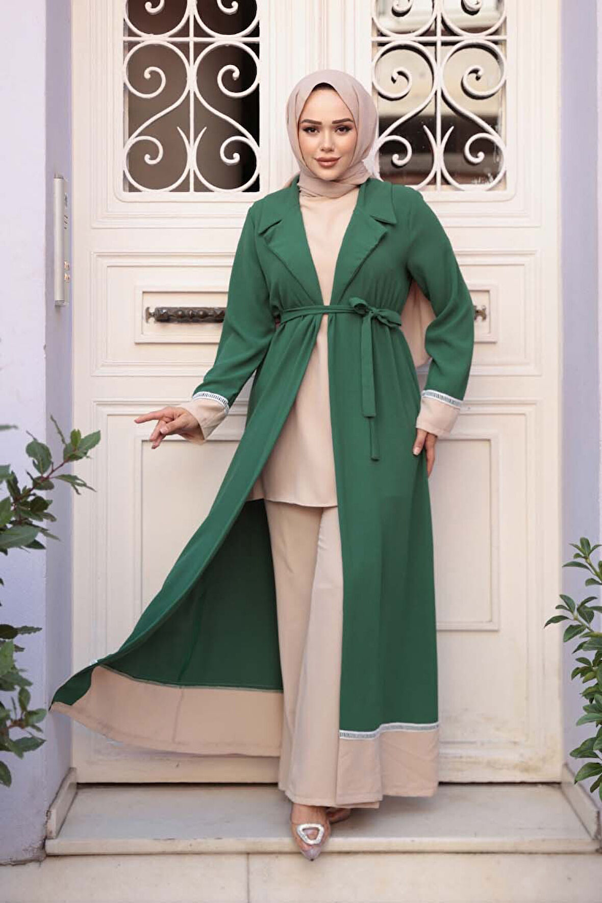 Yeşil Tesettür Üçlü Takım 76371Y