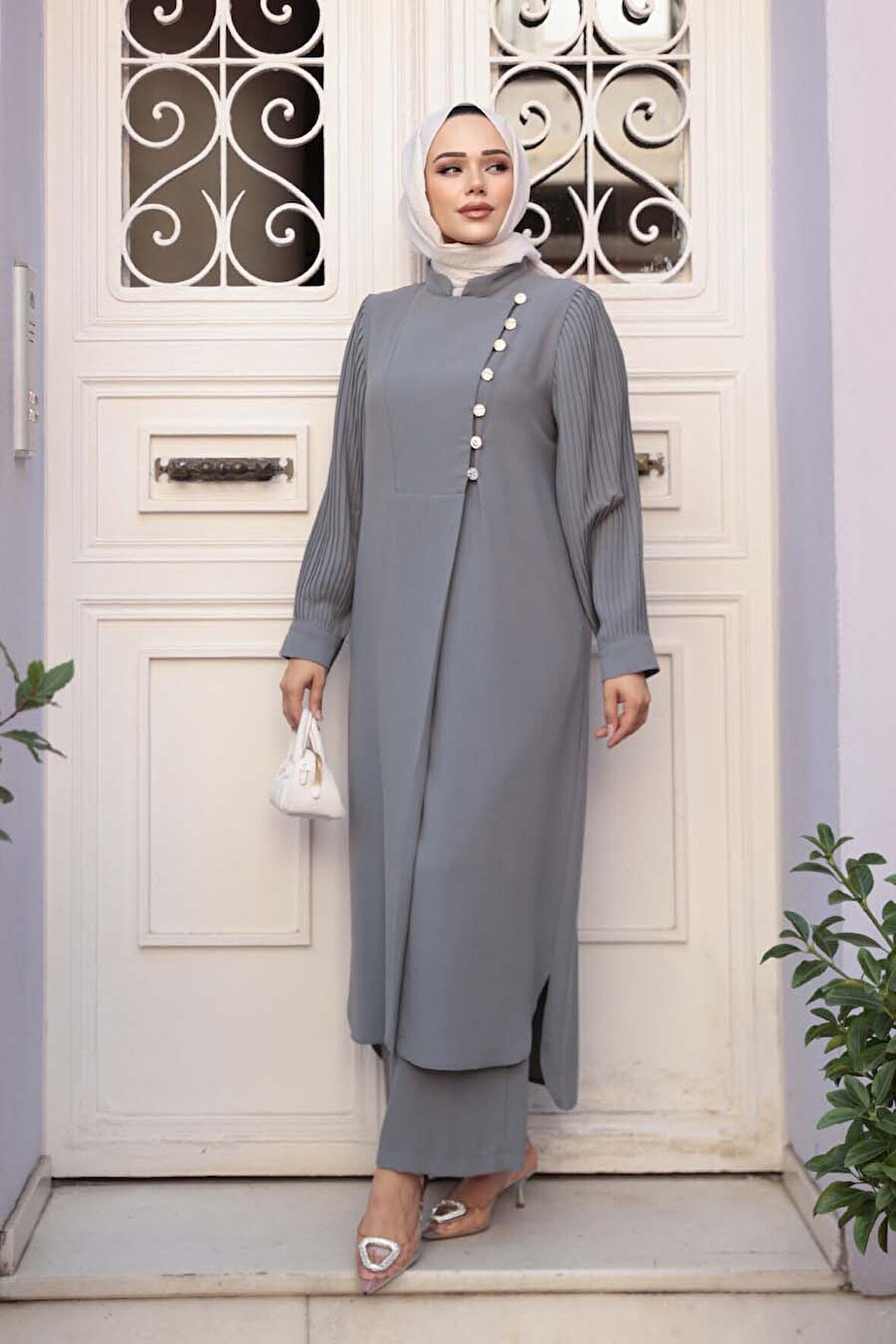 Gri Tesettür İkili Takım 7655GR