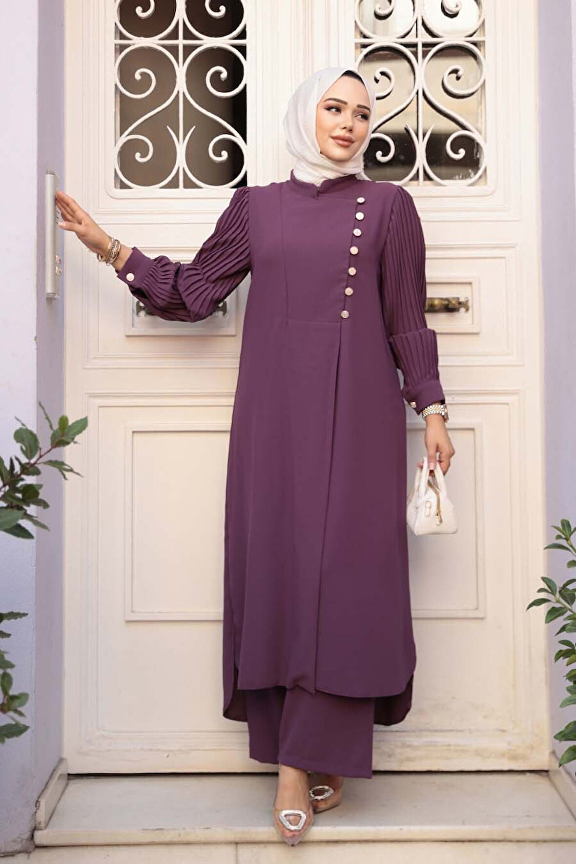 Lila Tesettür İkili Takım 7655LILA