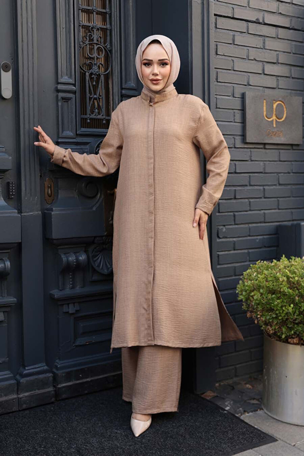 Düğmeli Bisküvi Tesettür Üçlü Takım 76591BS