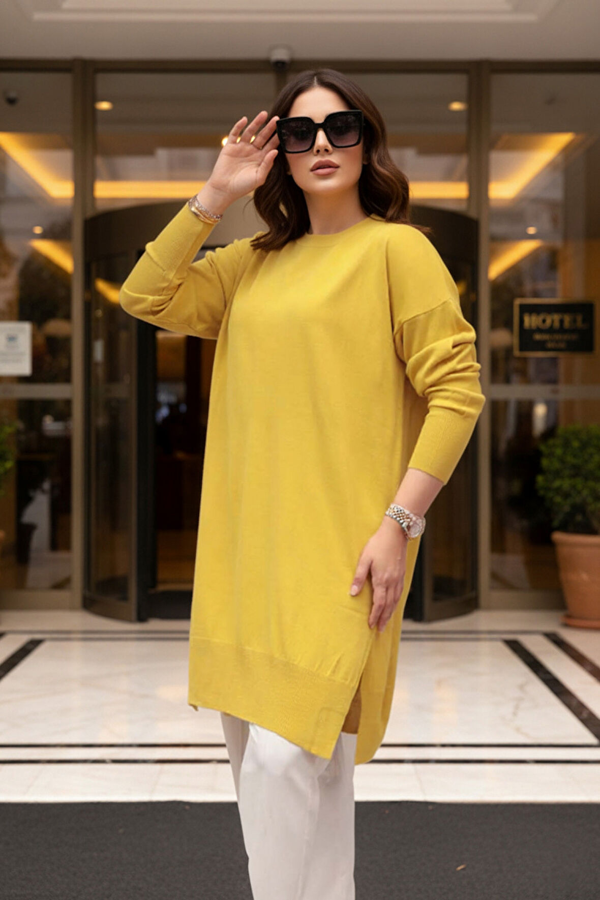 Hardal Tesettür Triko  Kazak Tunik 17203HR2