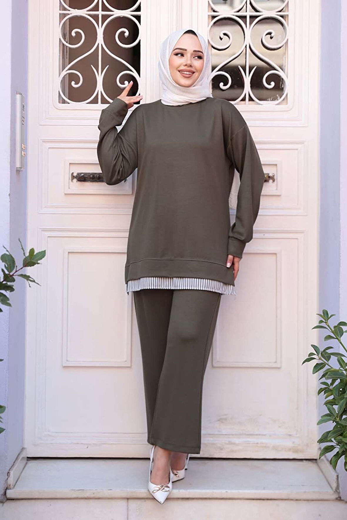 Haki Tesettür İkili Takım 17412HK