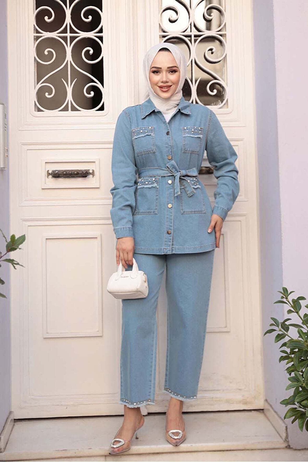 Mavi Tesettür Kot İkili Takım 44762M