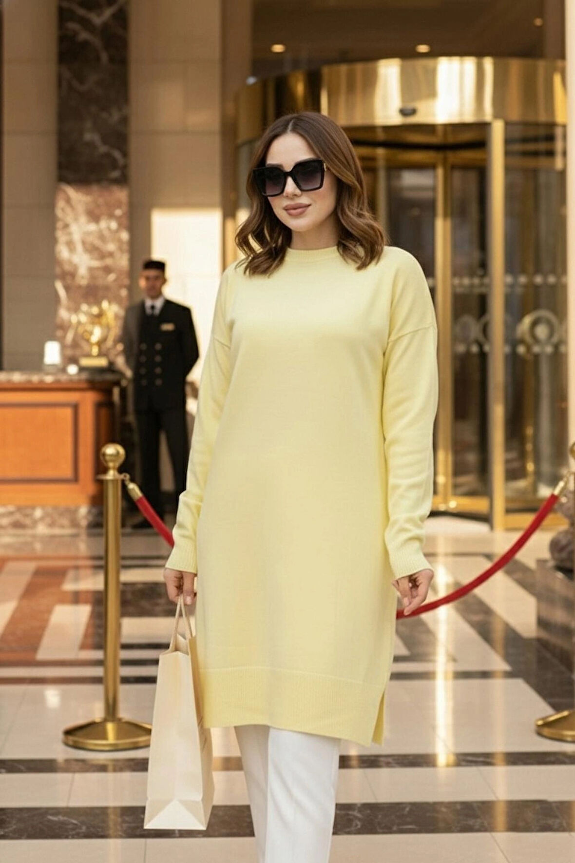 Sarı  Triko  Kazak  17203SR