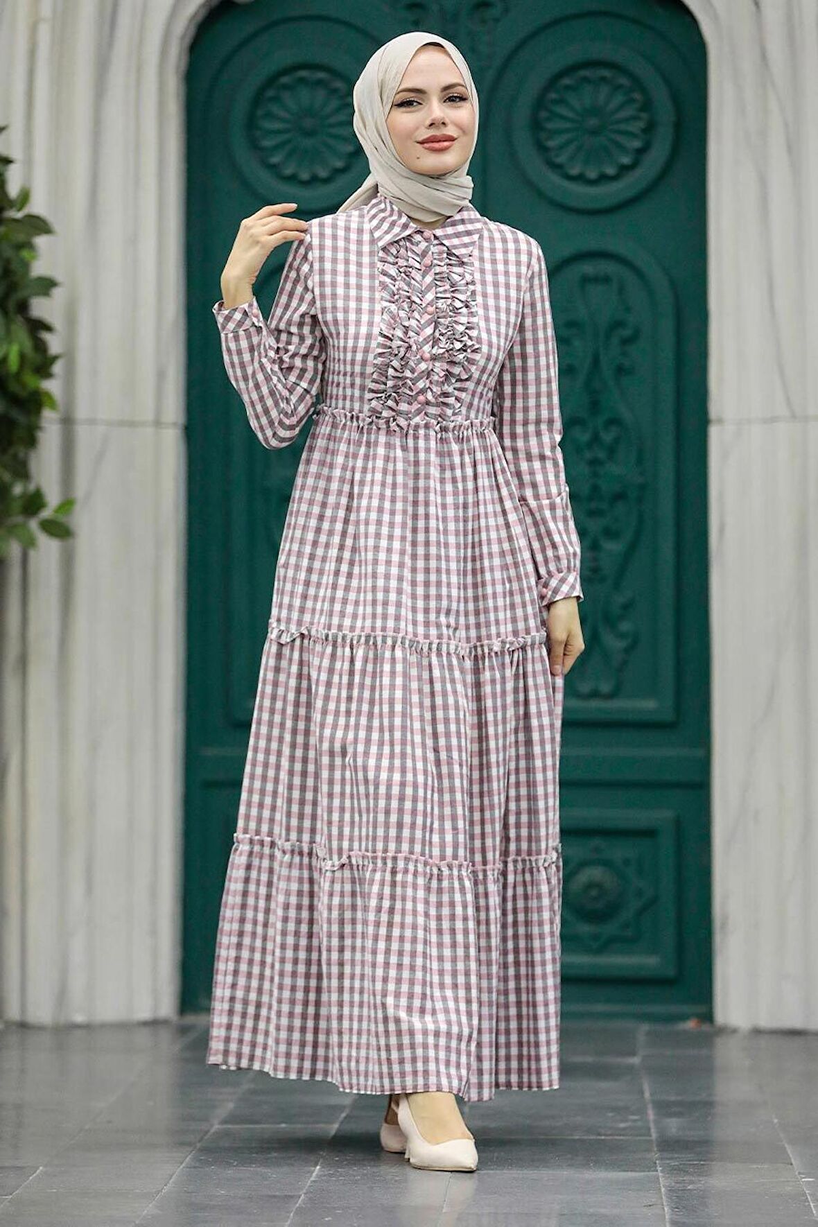 Pudra Tesettür Elbise 2702PD