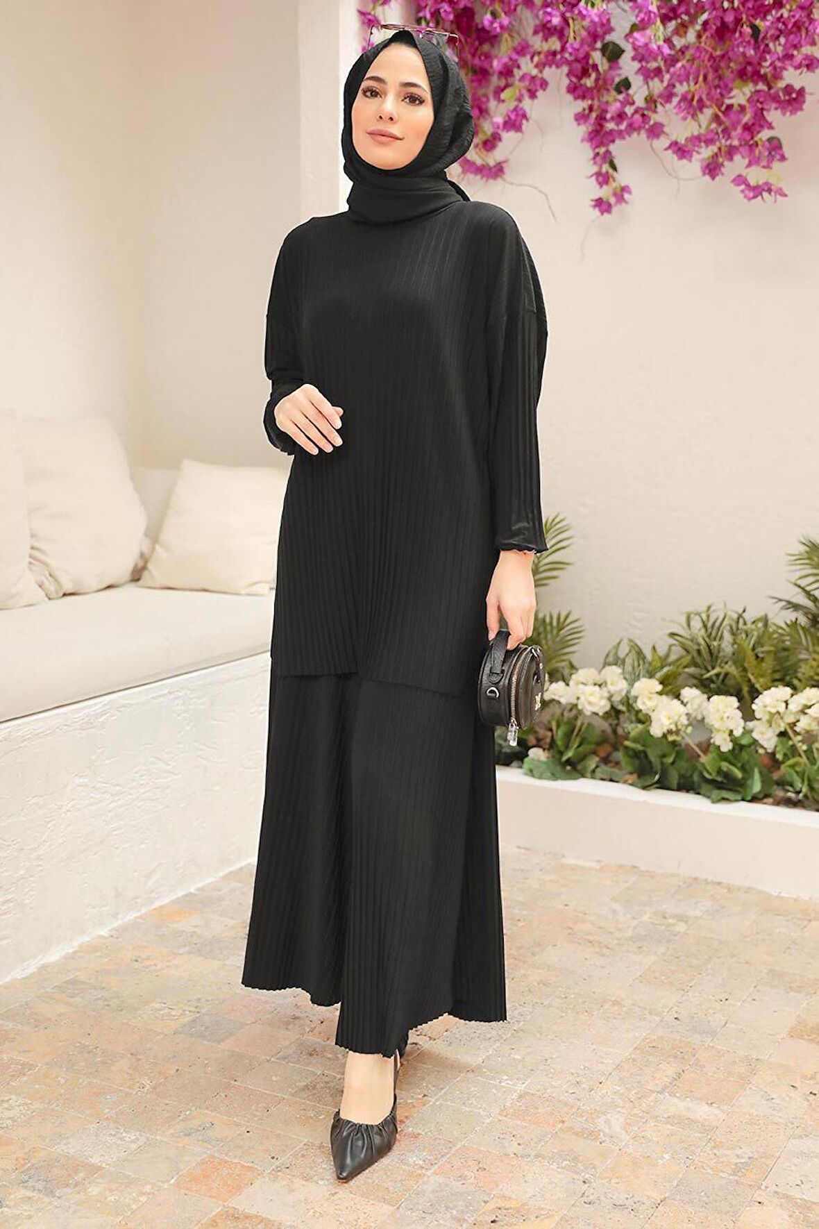 Siyah Tesettür Sandy İkili Takım 41502S