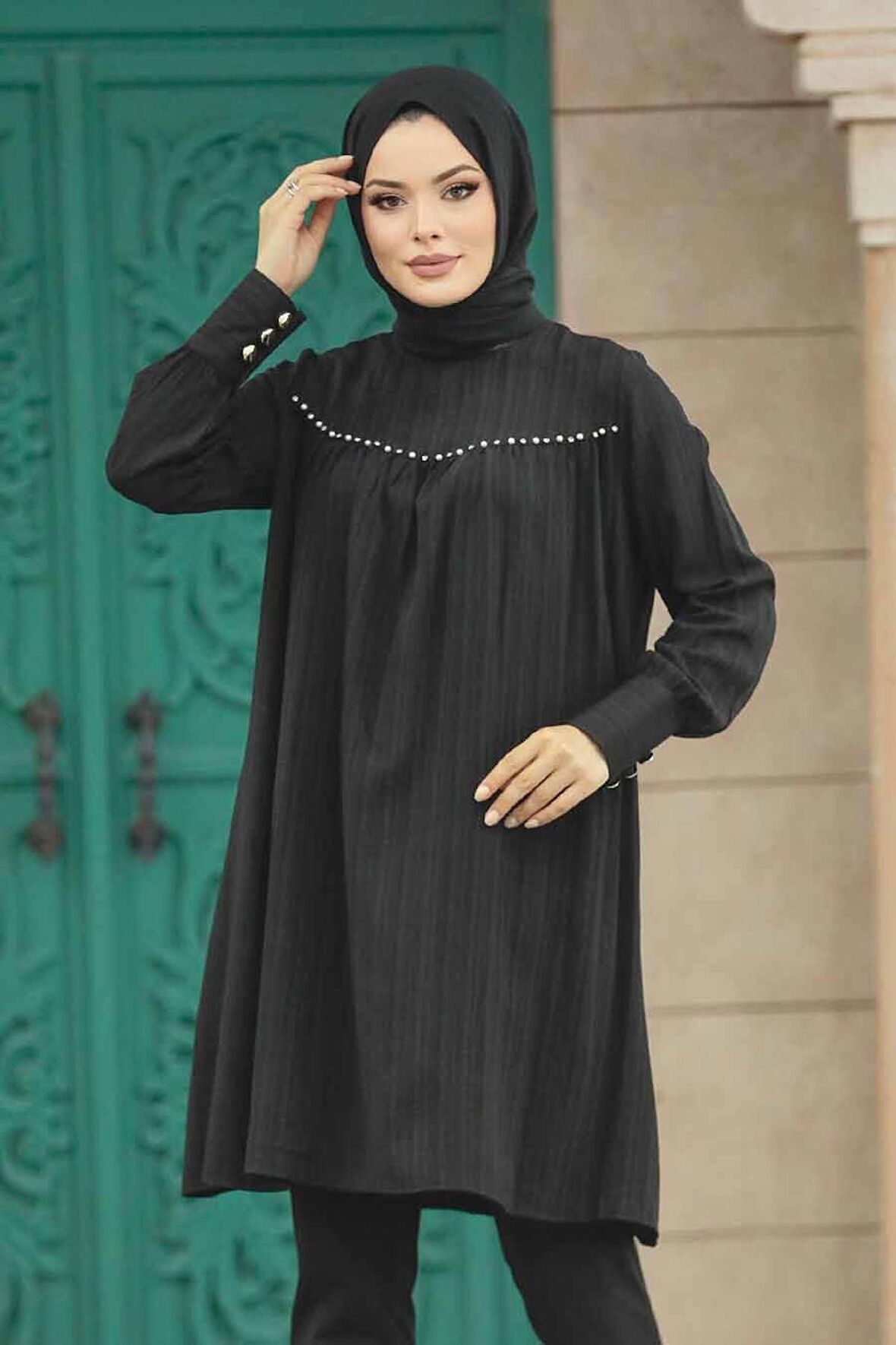 Siyah Tesettür Tunik 614S