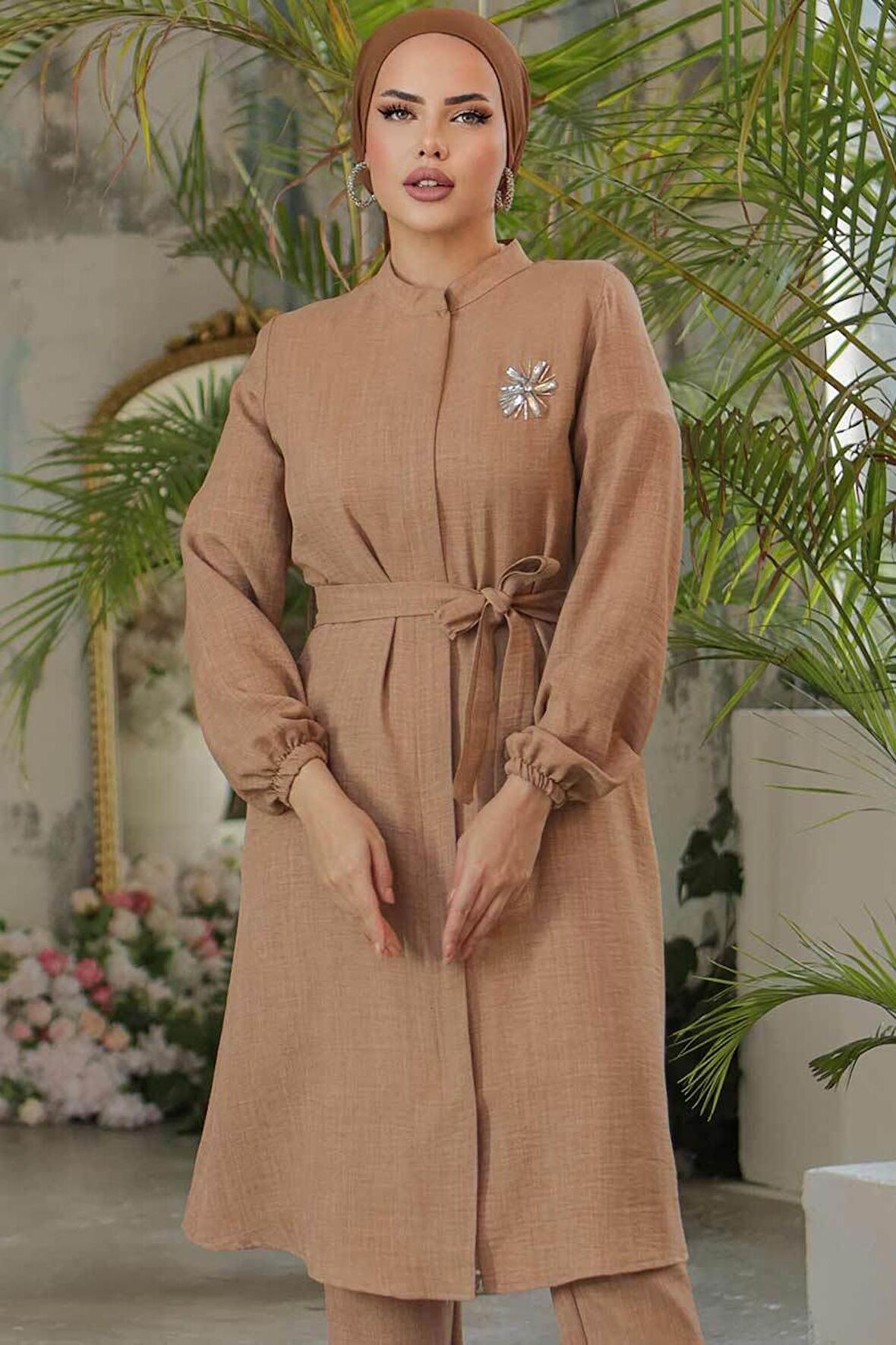 Kemerli Camel Tesettür Tunik 646C
