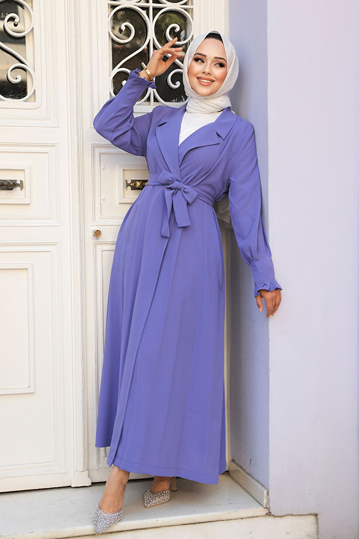 Kemerli Lila Tesettür Kap 59931LILA