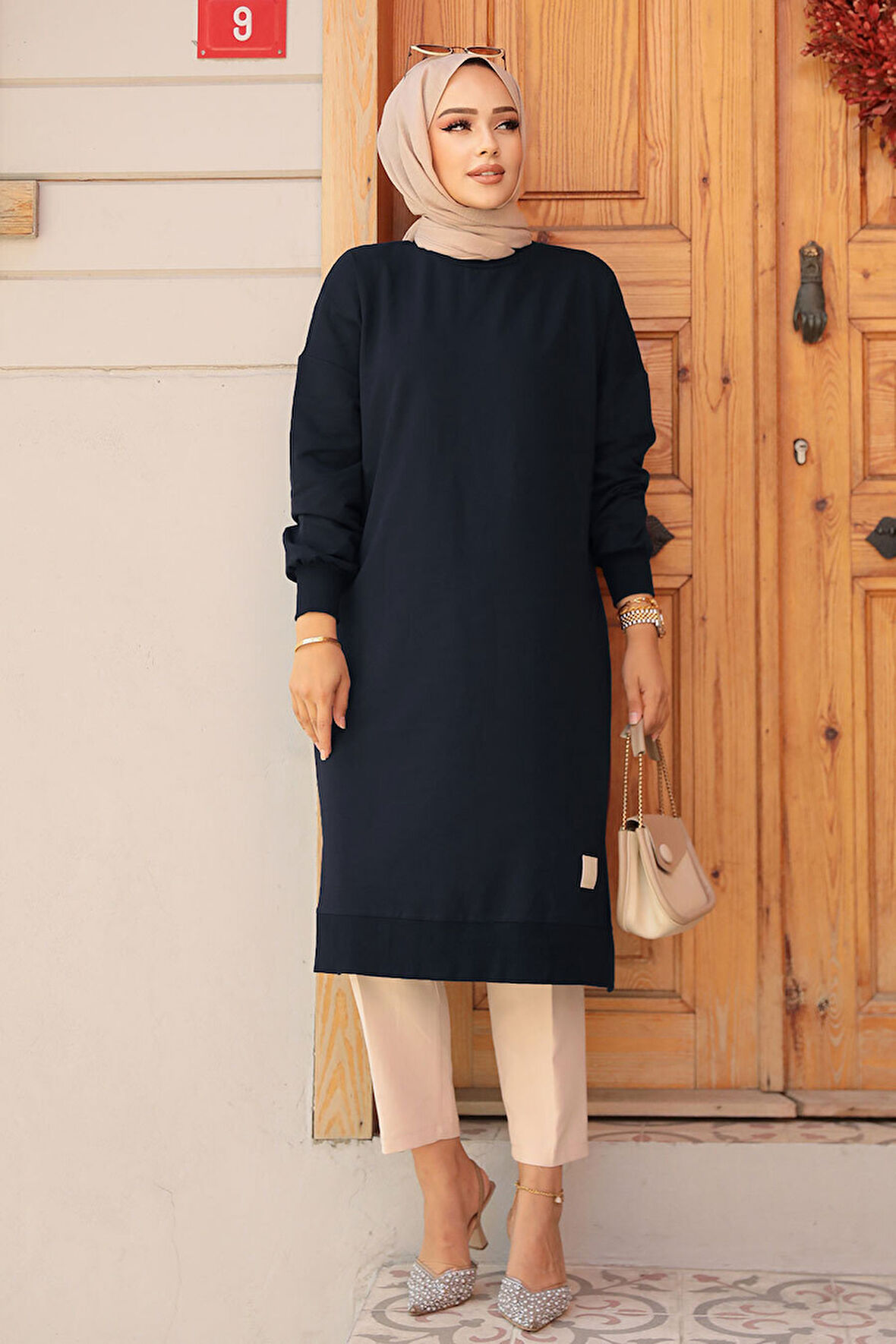 Koyu Lacivert Tesettür Tunik 30645KL