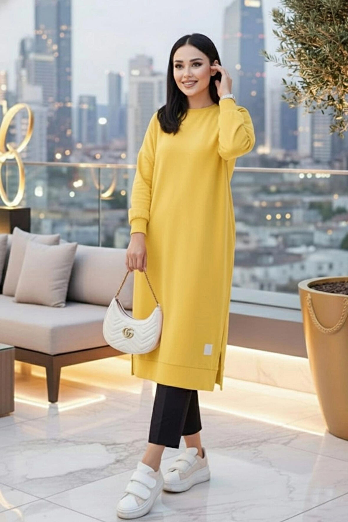 Sarı İki İplik Tunik 30645SR