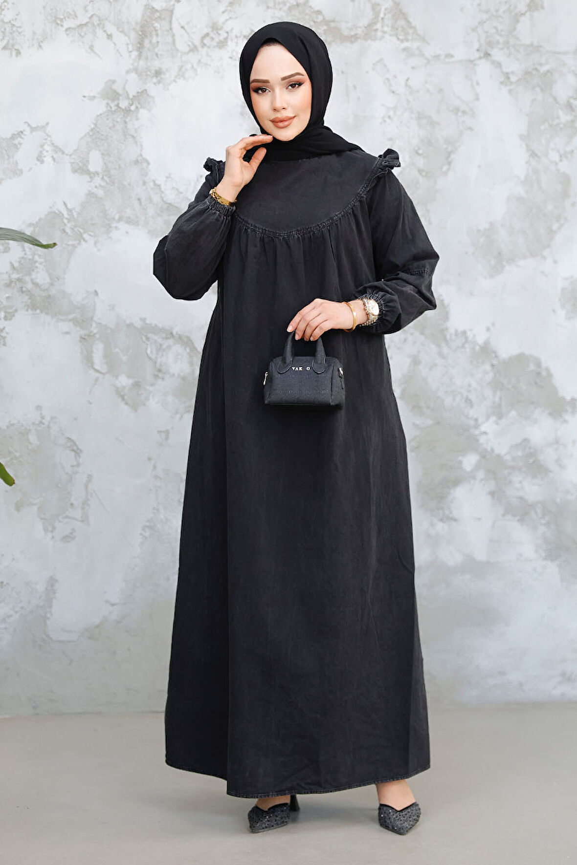 Kot Antrasit Tesettür Elbise 19140ANT