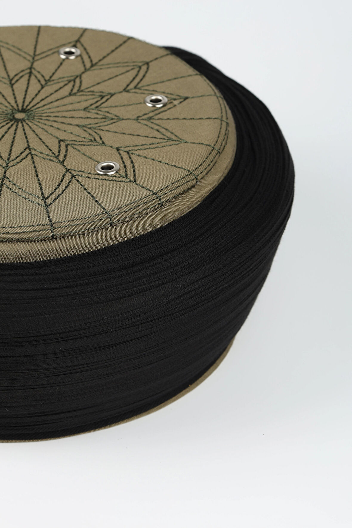 Talebe Sarığı - Siyah Kumaş - Yeşil Takke - Düz Sarım - Kuş Gözü - 5 metre