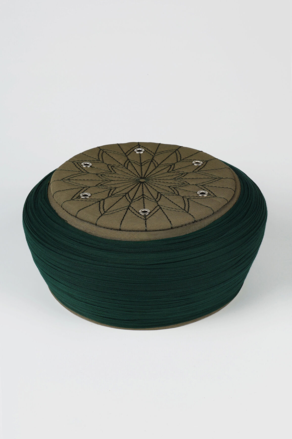 Talebe Sarığı - Yeşil Kumaş - Yeşil Takke - Düz Sarım - Kuş Gözü - 5 metre