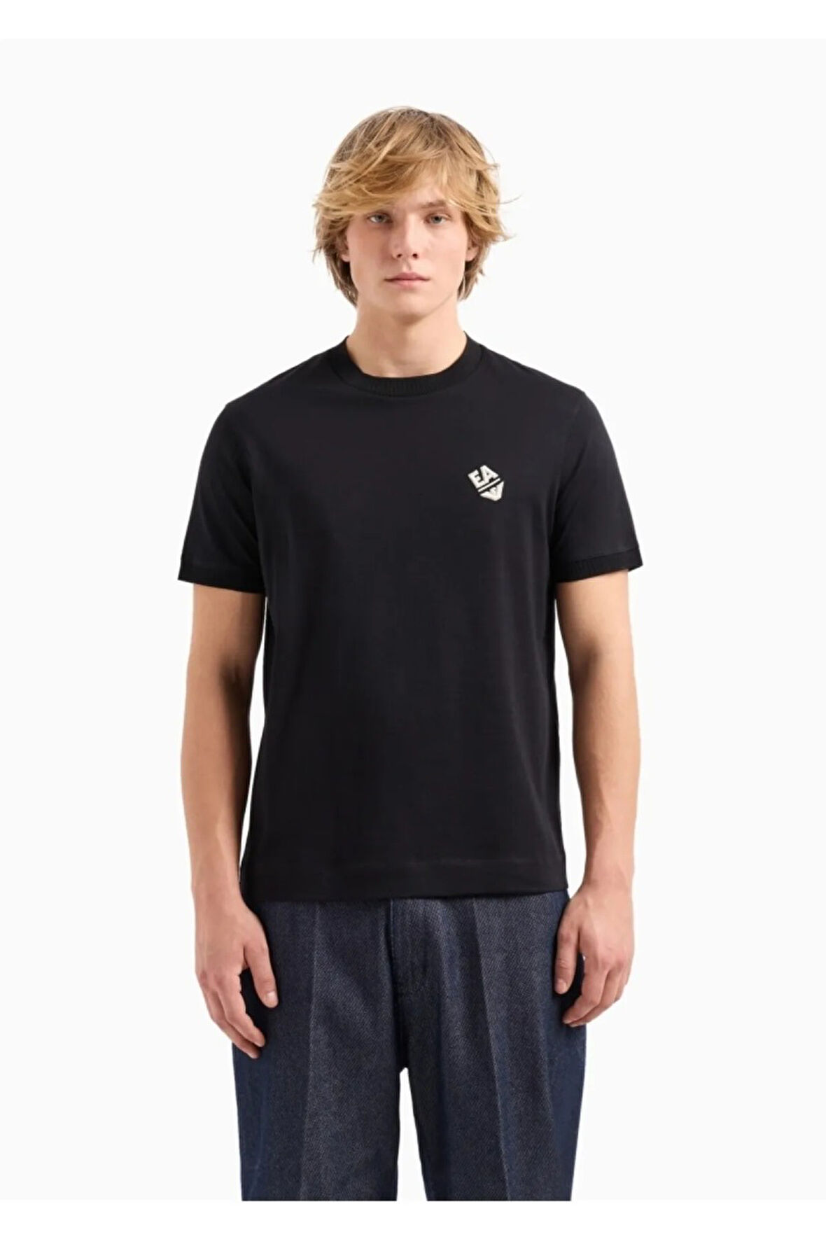 Emporio Armani Erkek Logolu Günlük Siyah T-Shirt 