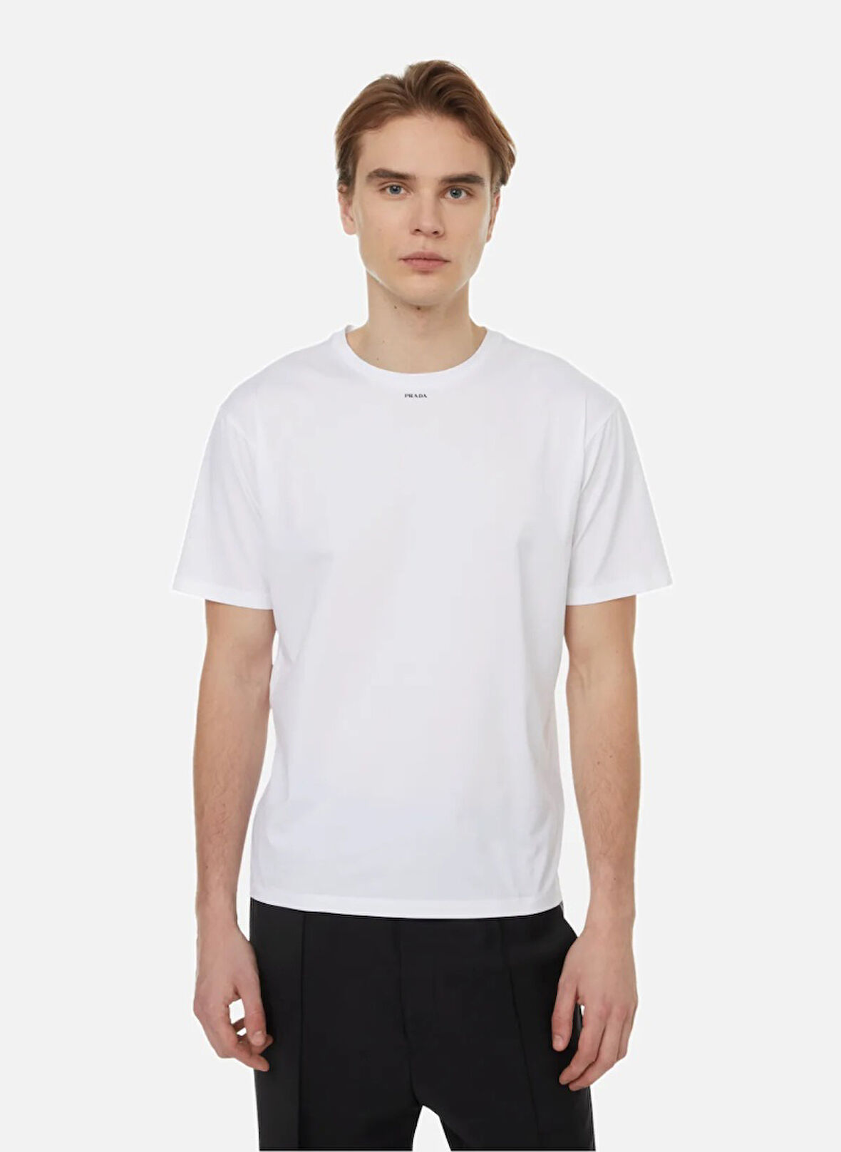 Prada T-Shirt With Brand Name Neck