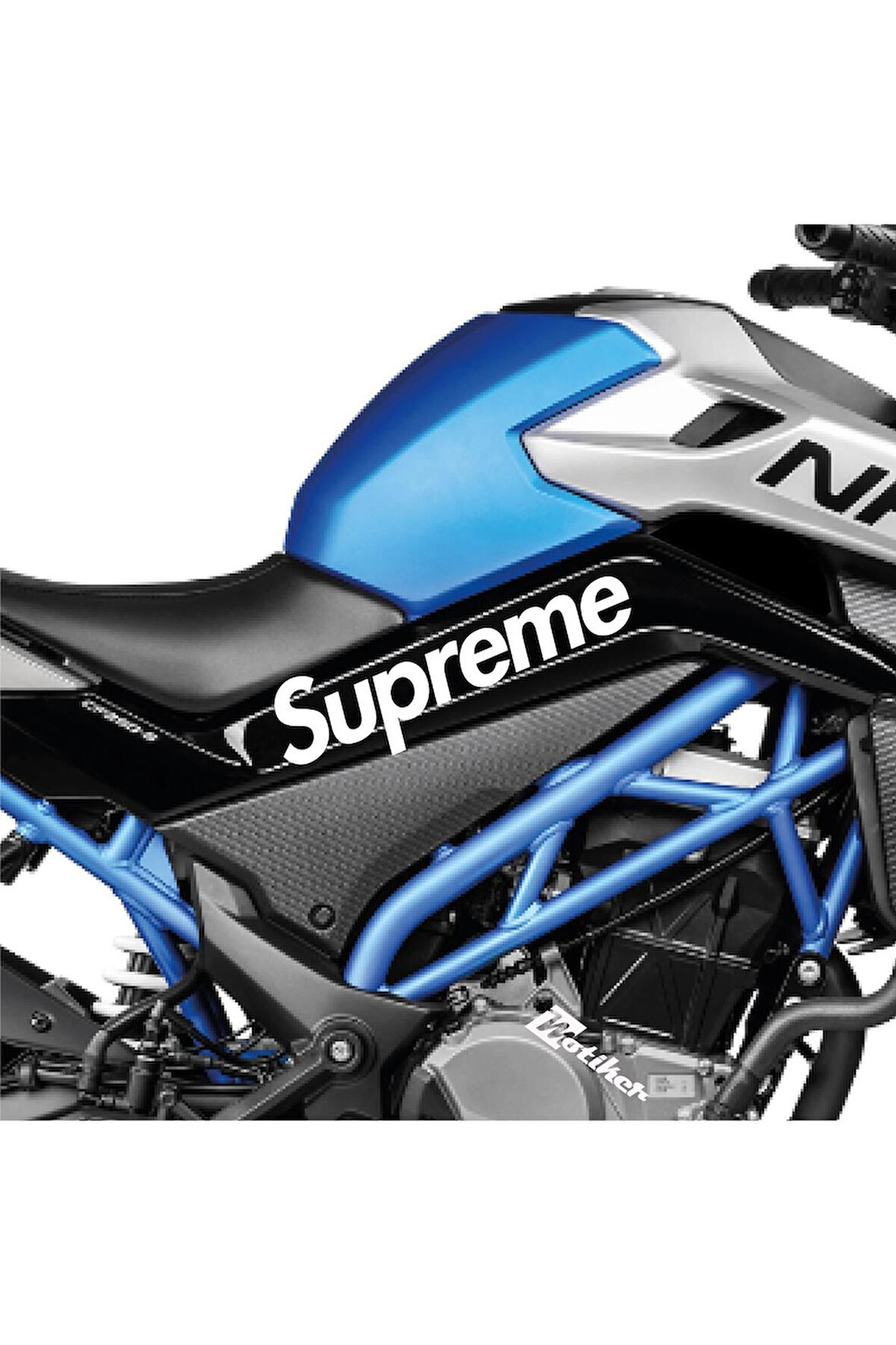 CFMOTO 250 NK Supreme Orta Şase Tasarım Motosiklet Sticker Etiket Modeli Beyaz