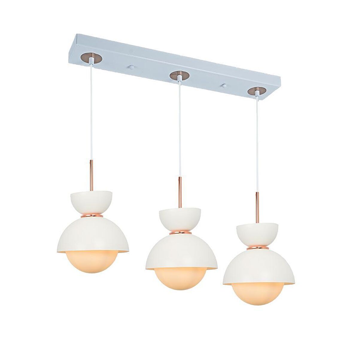 TT007-3S BY TT Aydınlatma Mat Beyaz 3 lü Sıralı Lüks Avize