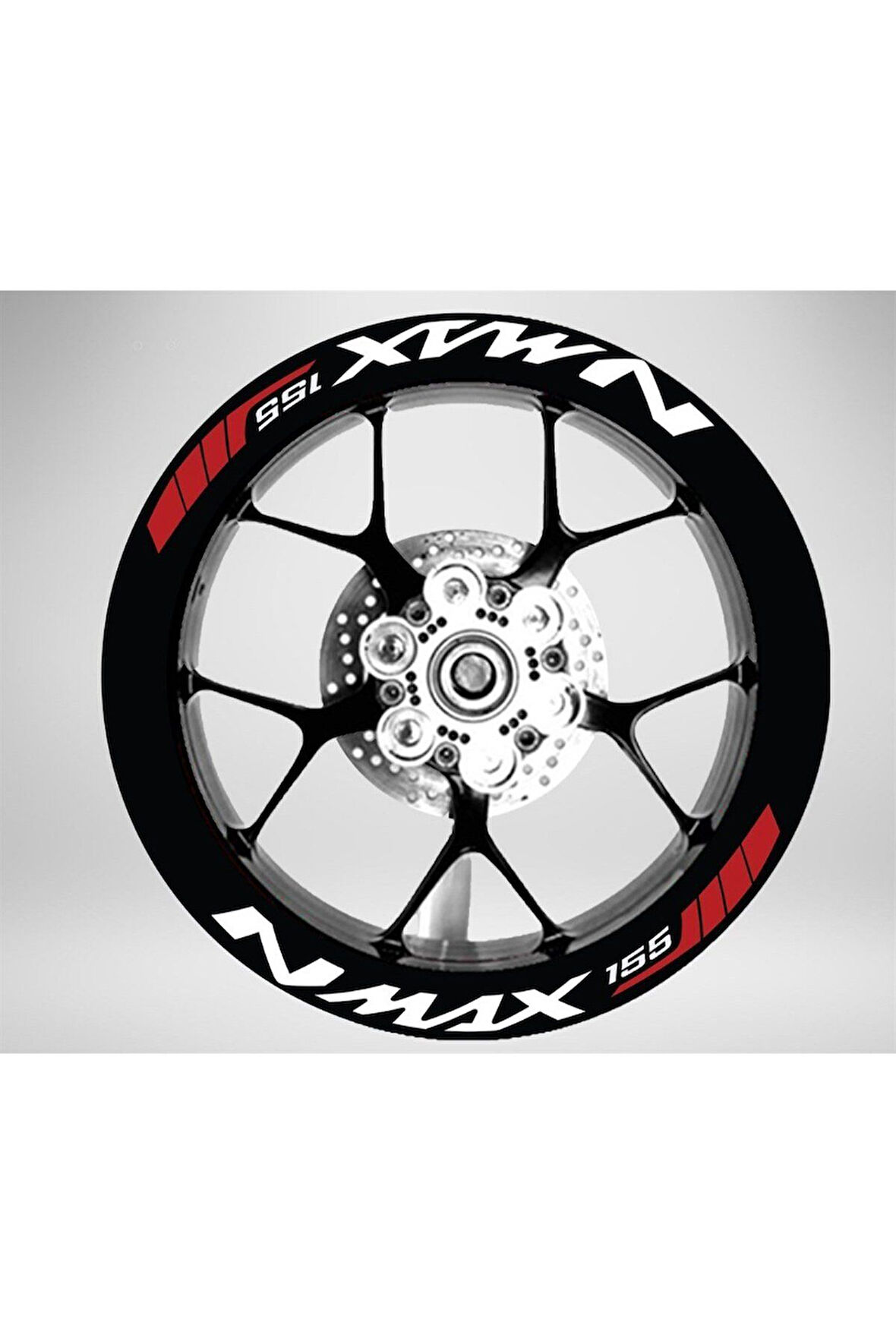 Nmax 155 Yazılı Beyaz Kırmızı Jant Sticker Etiket Modeli