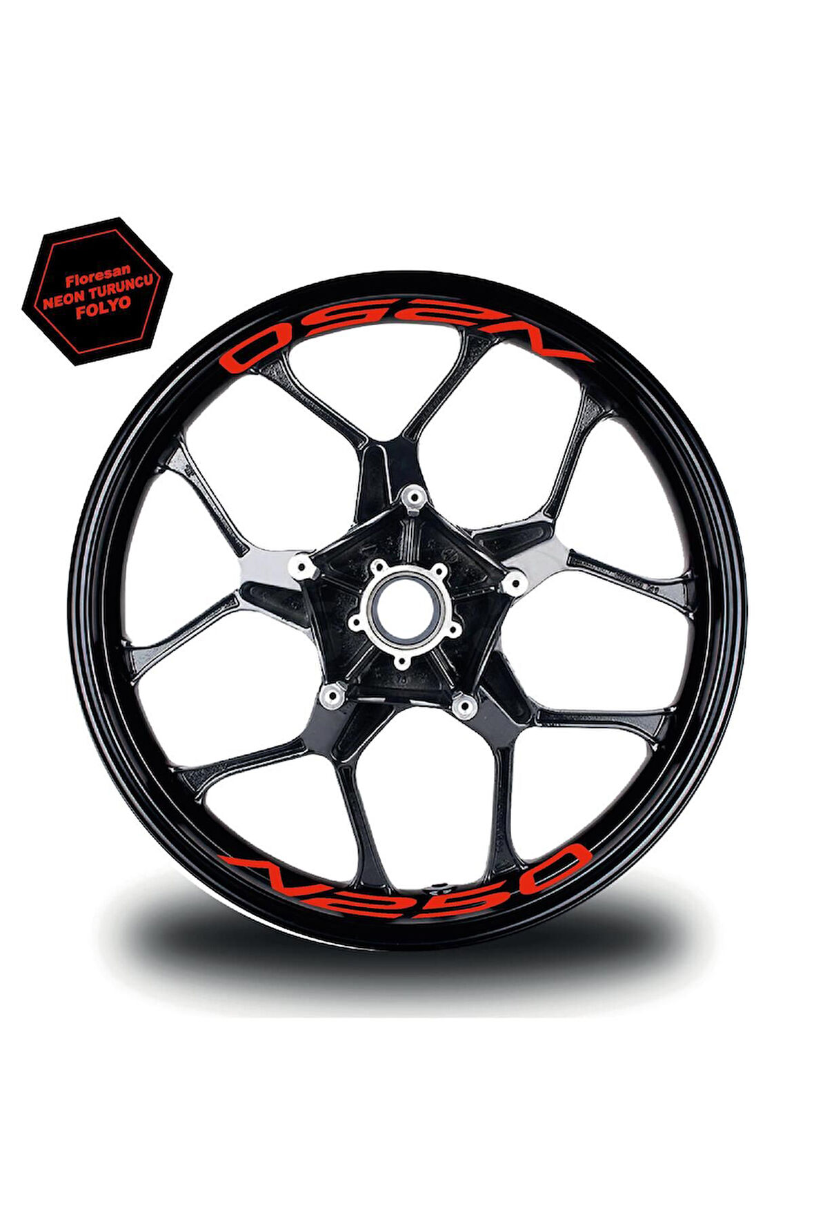 Bajaj N250 Jant İçi Yazı Sticker Modeli Neon Turuncu