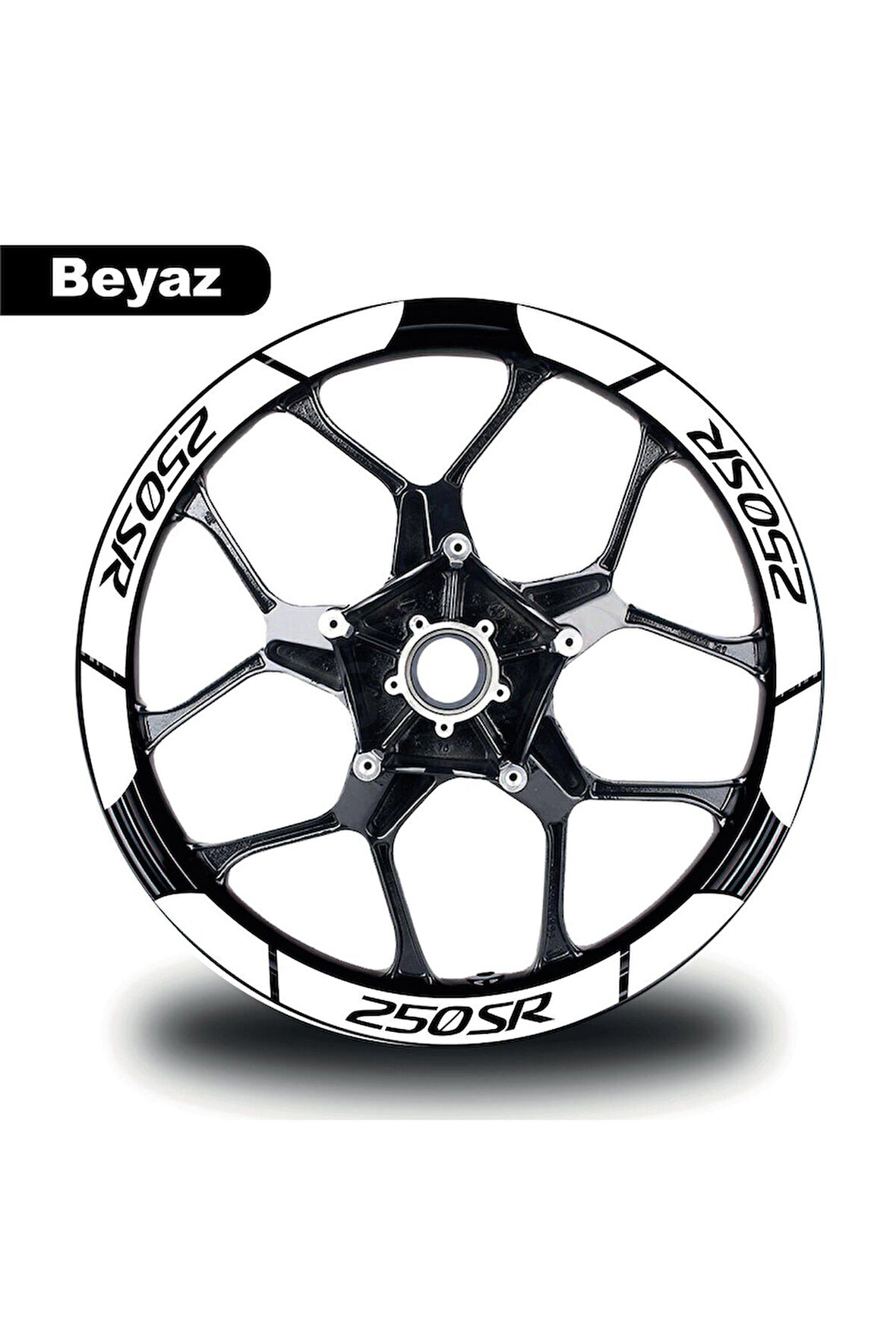 Beyaz CF MOTO 250 SR Geniş Jant Sticker Etiket Modeli