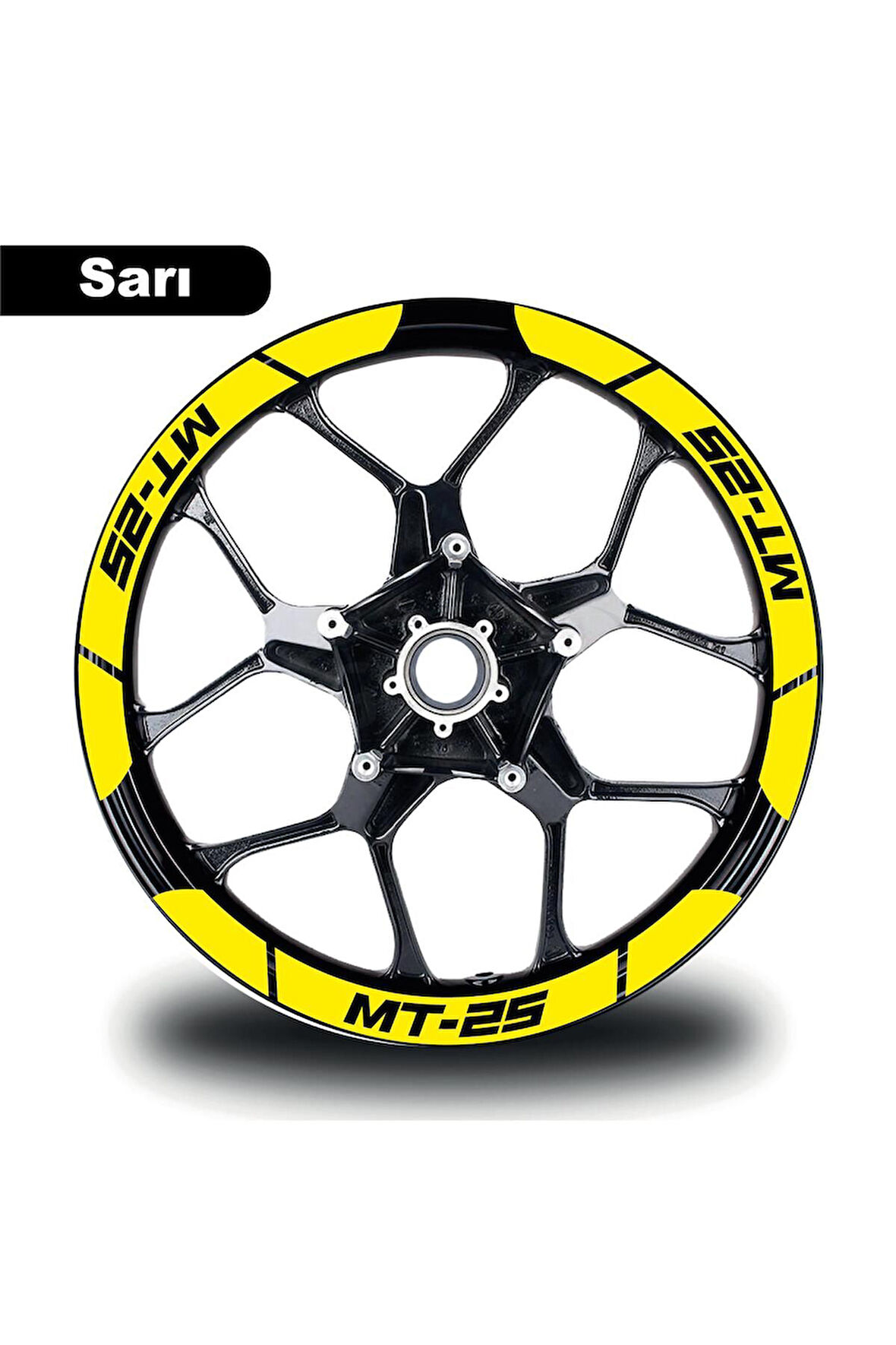 Sarı Yamaha MT-25 Geniş Jant Sticker Etiket Modeli