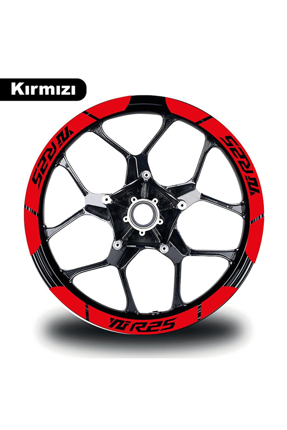Kırmızı Yamaha YZF R25 Geniş Jant Sticker Etiket Modeli