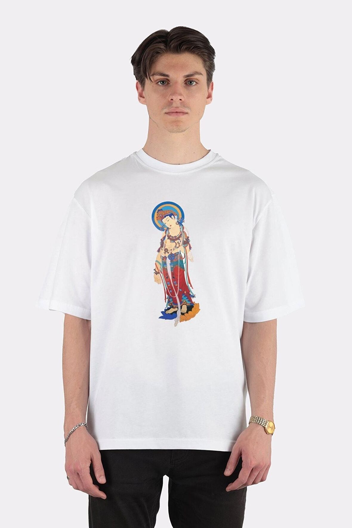 Unisex Beyaz Oversize T-shirt Auspicious Messager