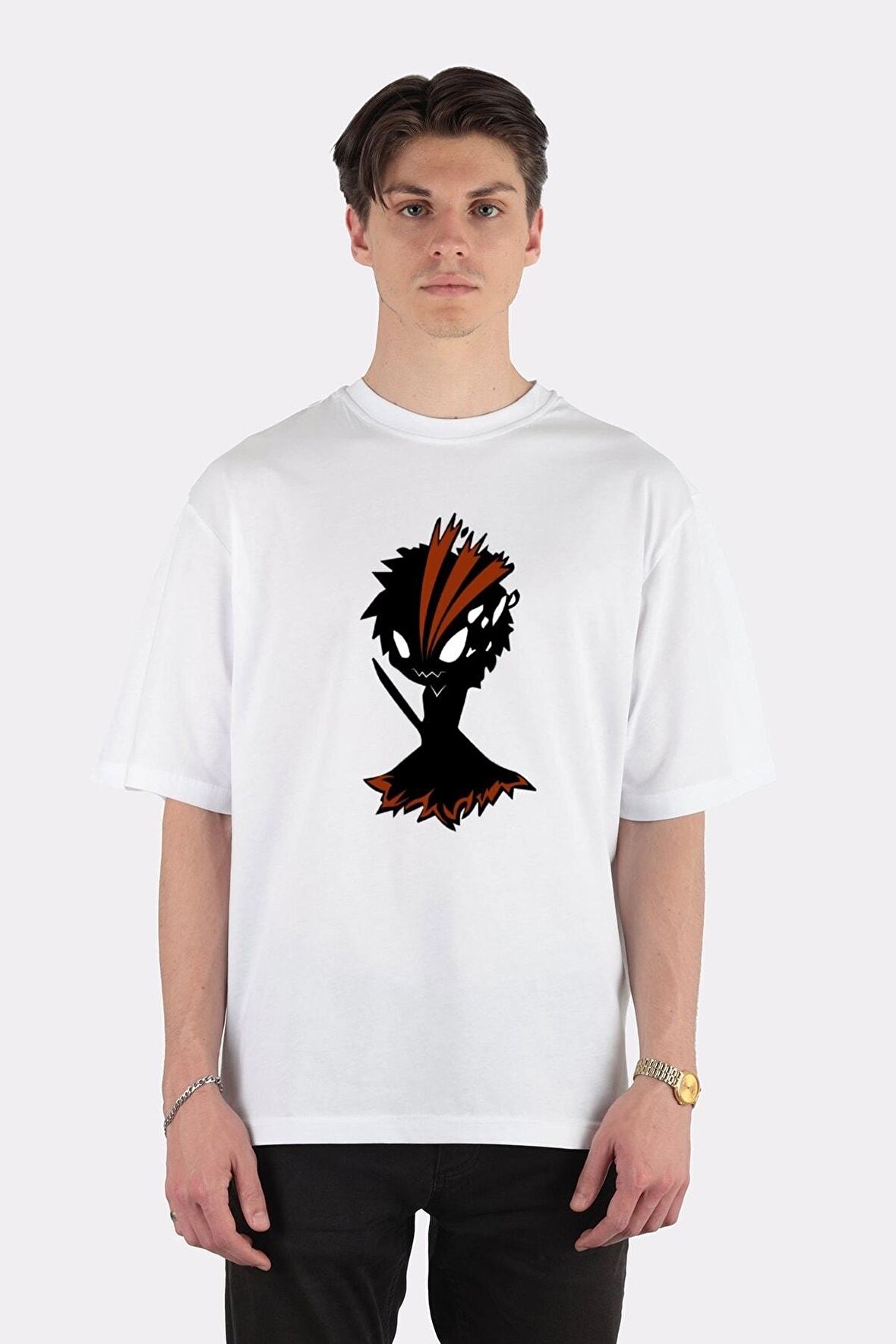 Unisex Beyaz Oversize T-shirt Bleach - Kurosaki Ichigo