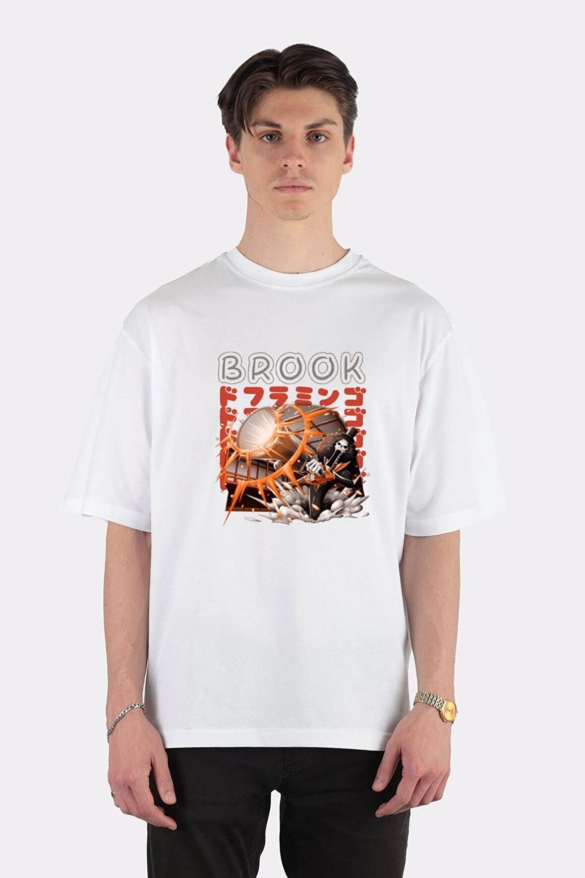 Unisex Beyaz Oversize T-shirt Brook