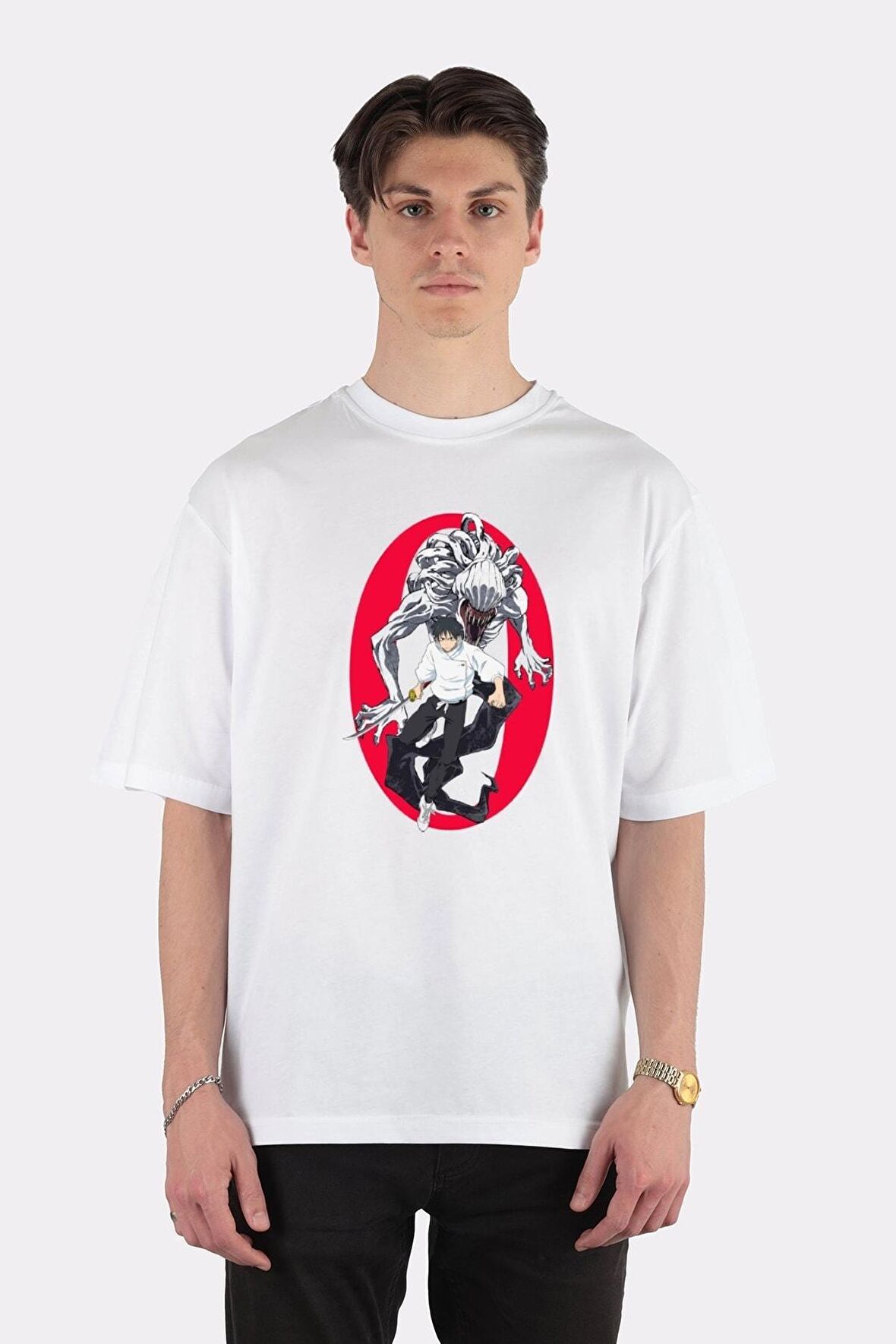 Unisex Beyaz Oversize T-shirt Jujutsu Kaisen 0