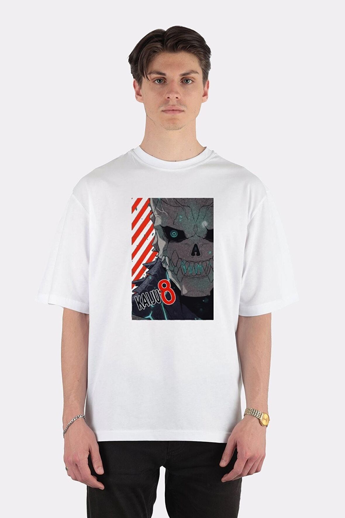 Unisex Beyaz Oversize T-shirt Kafka Kaiju No 8