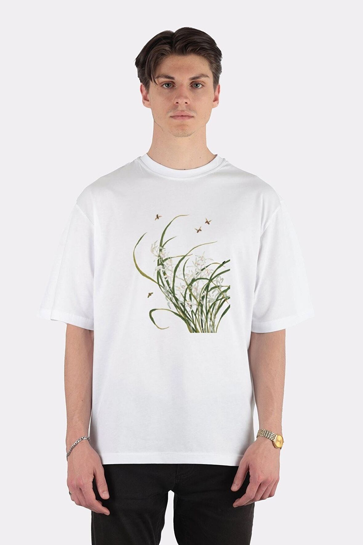 Unisex Beyaz Oversize T-shirt Smiling In The Wind