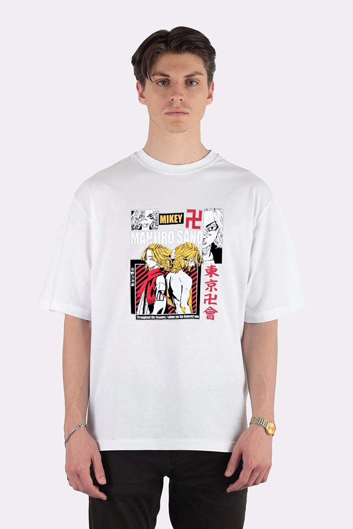 Unisex Beyaz Oversize T-shirt Tokyo Revenger