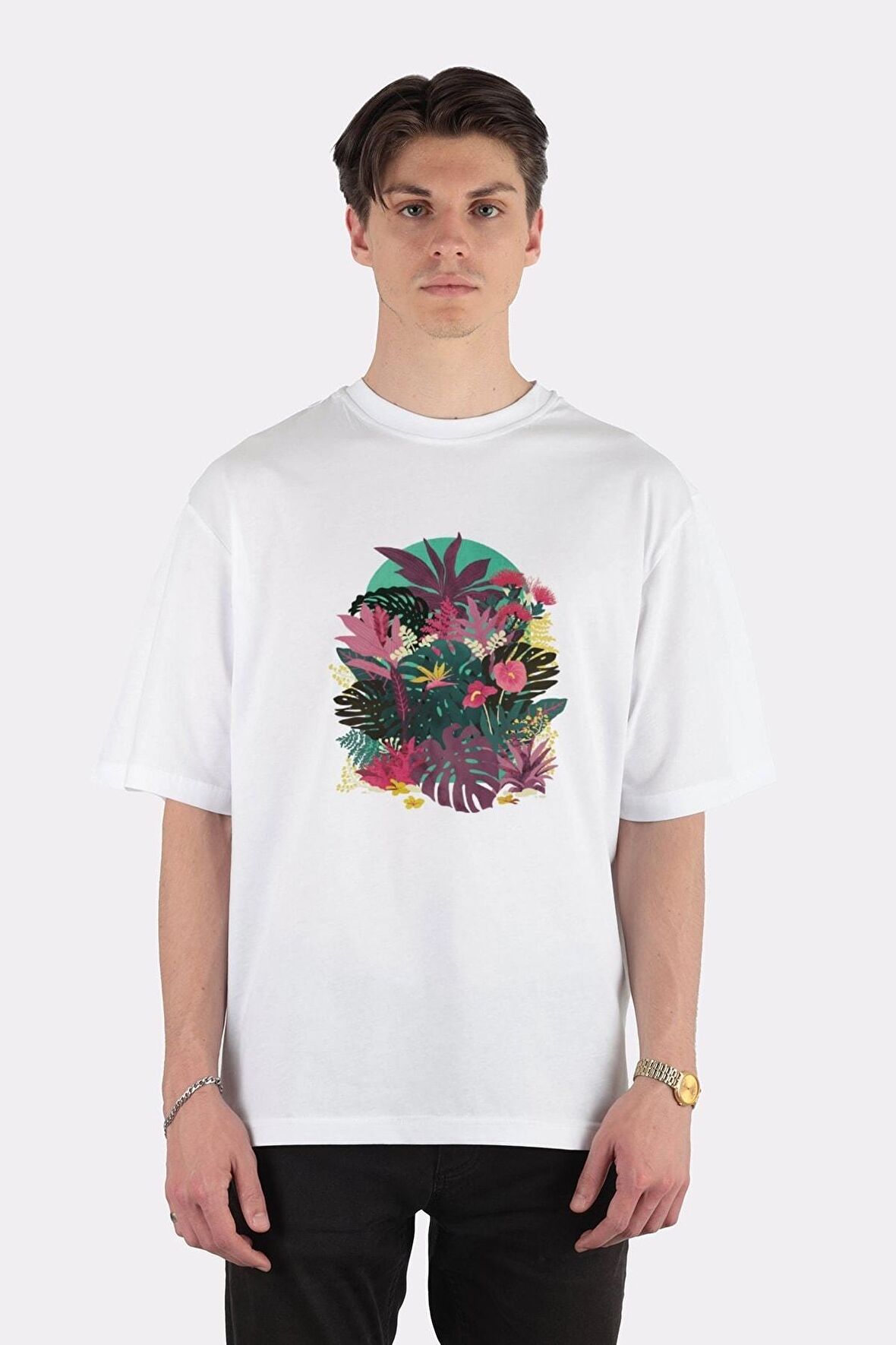Unisex Beyaz Oversize T-shirt Tropical Tendencies