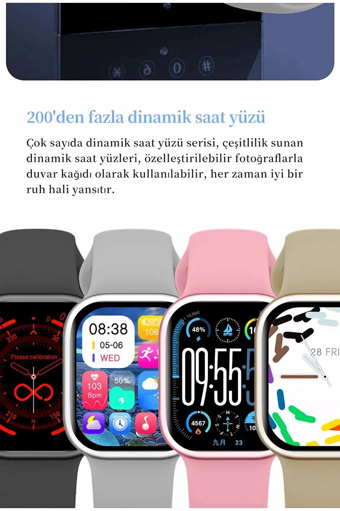 Watch 9 Pro Süper AMOLED Ekranlı Yapay Zeka Özellikli Akıllı Saat 2024 Siyah