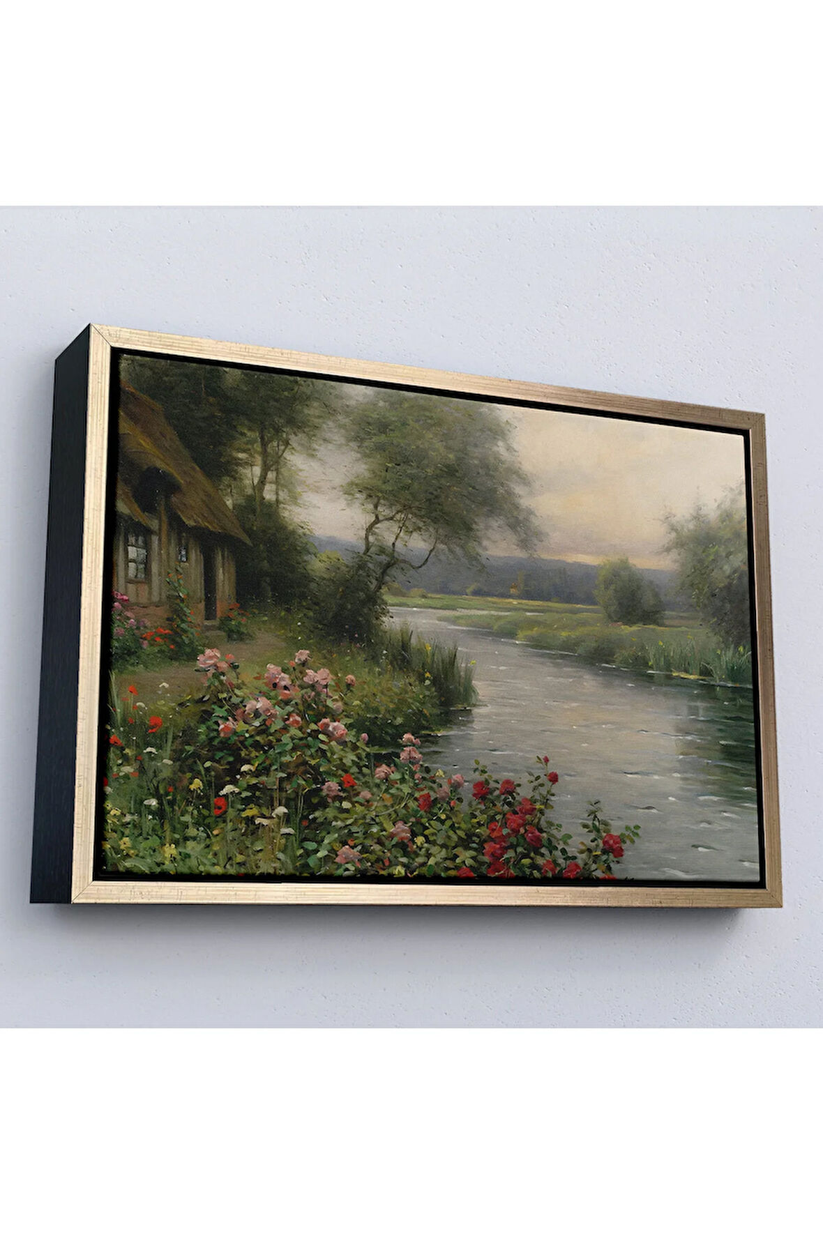 Ahşap Çerçeveli Louis Aston Knight, A River İn Normandy İsimli Tablosu