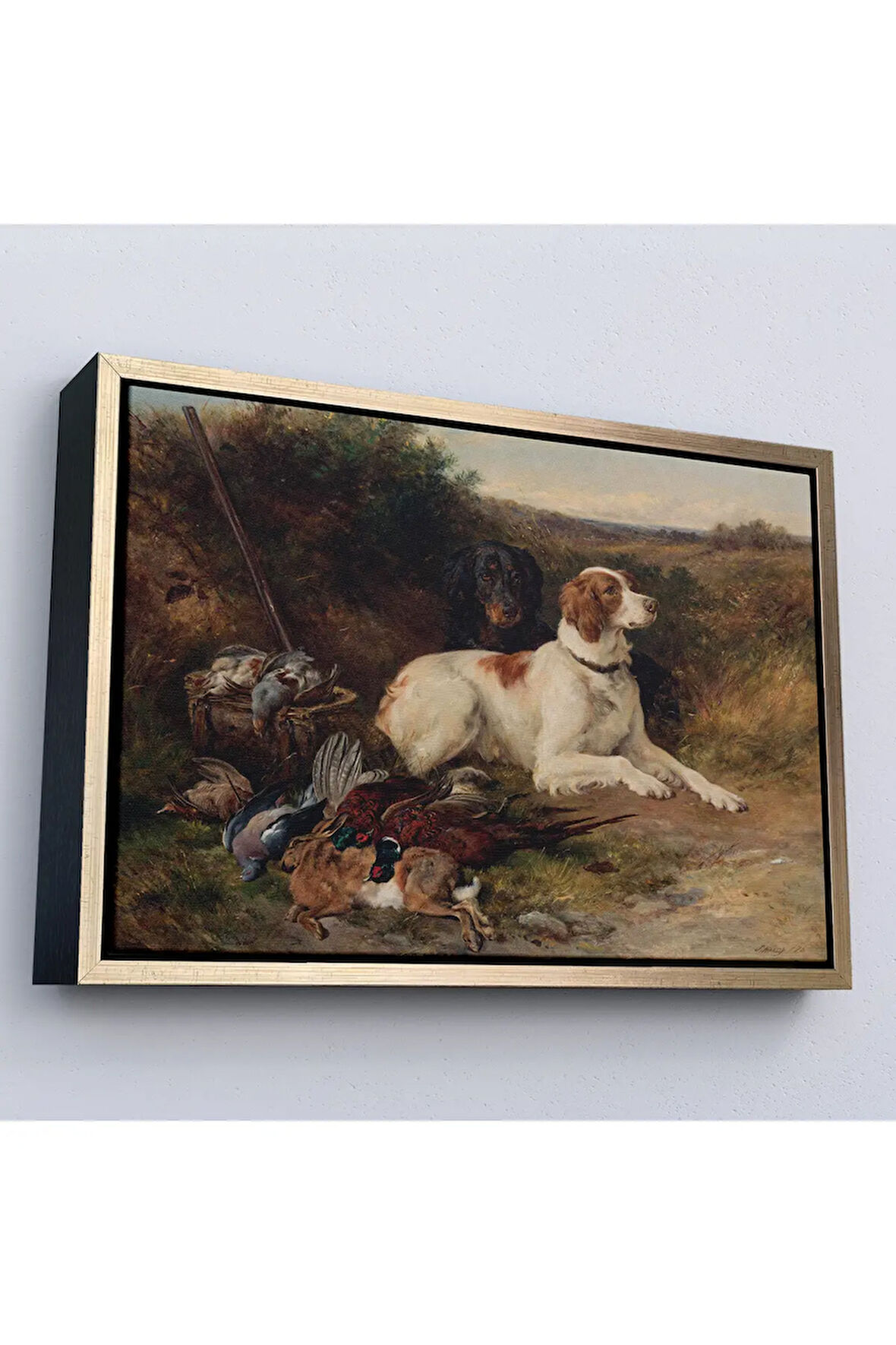 Ahşap Çerçeveli Av Köpekleri Tablosu-7019