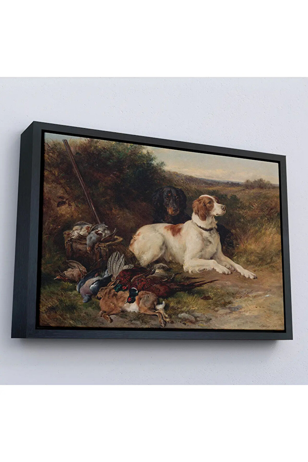 Ahşap Çerçeveli Av Köpekleri Tablosu-7019