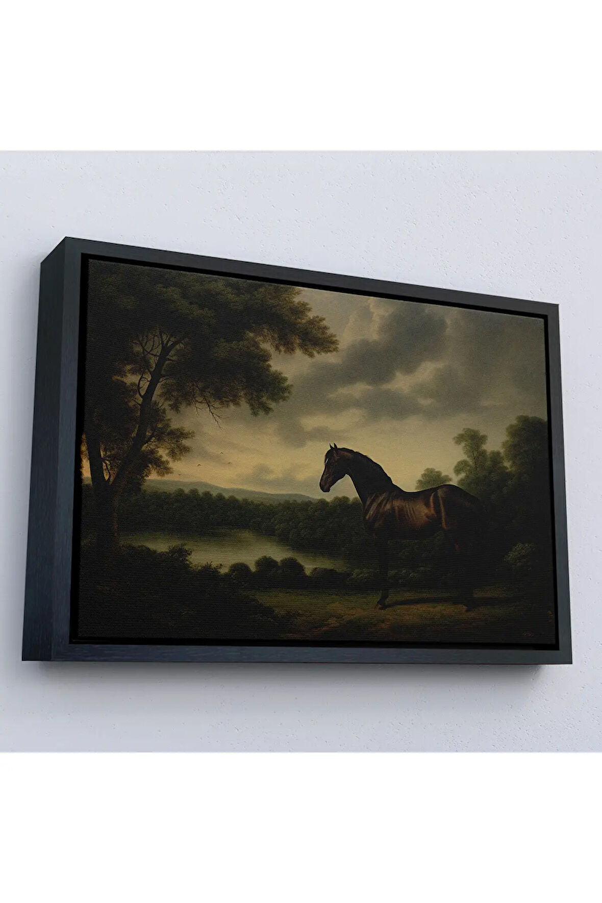 Ahşap Çerçeveli Kahverengi İngiliz Atı Tablosu-7022
