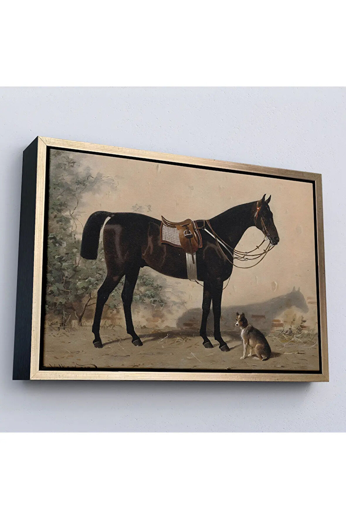 Ahşap Çerçeveli Emil Volkers'In Ahırdaki At Tablosu-7027