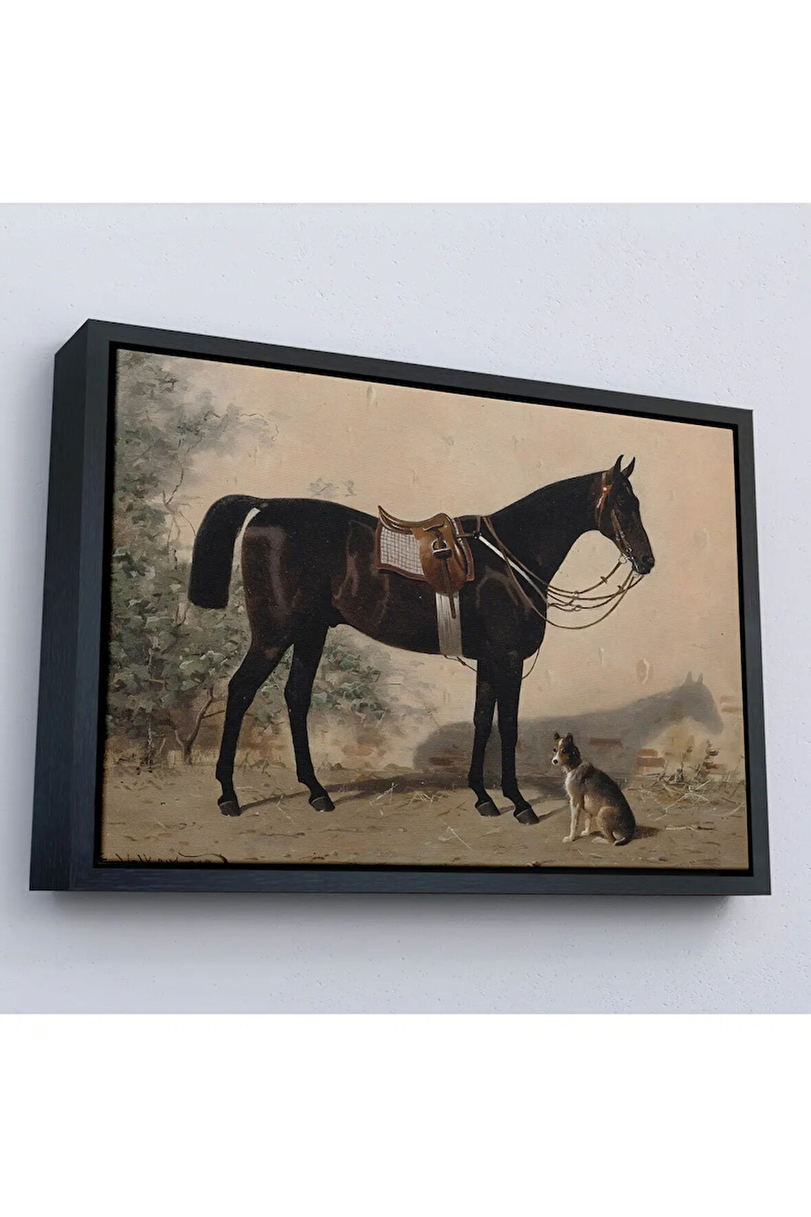 Ahşap Çerçeveli Emil Volkers'In Ahırdaki At Tablosu-7027