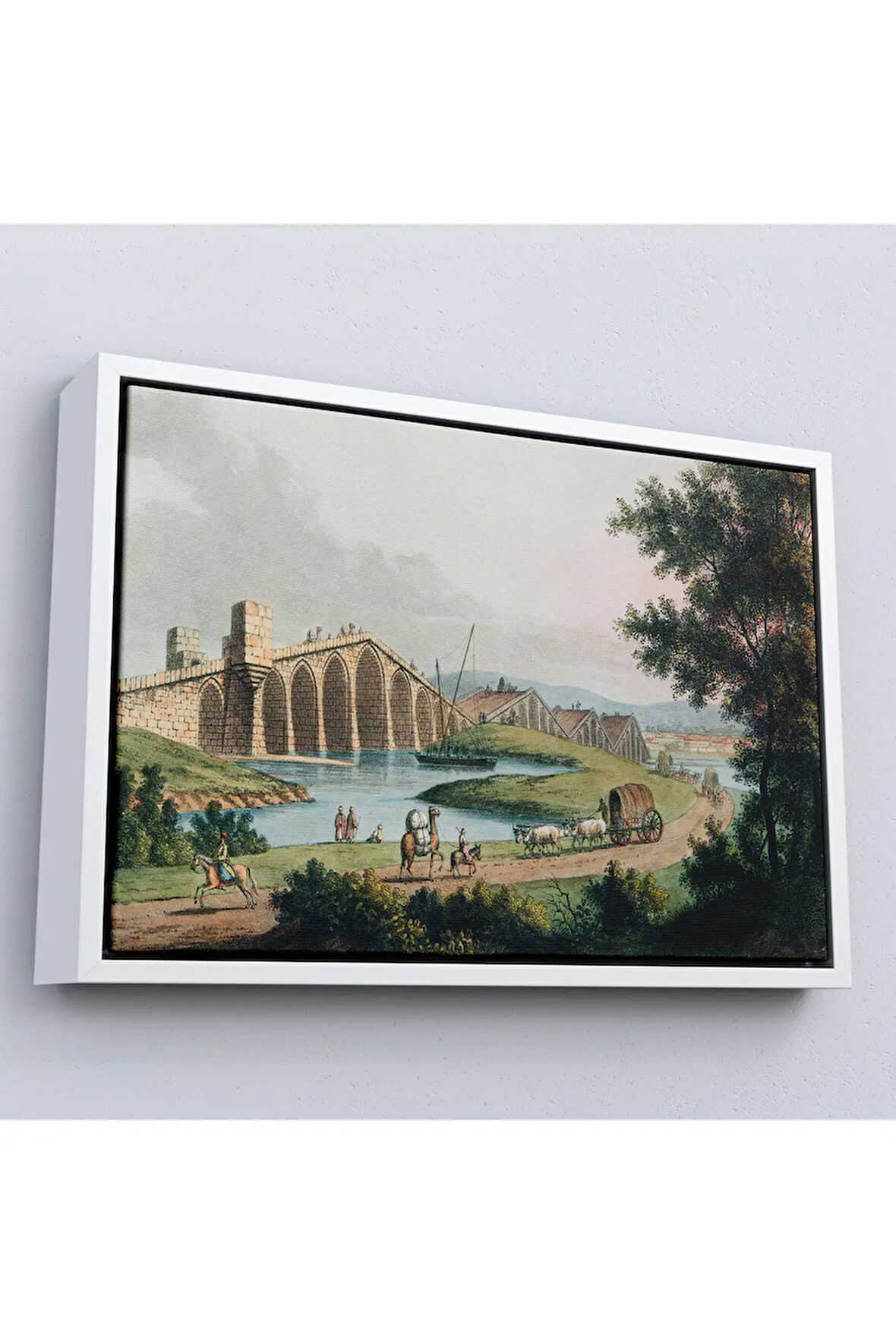 Ahşap Çerçeveli Luigi Mayer - Kanuni Sultan Süleyman Köprüsü Tablosu-7035