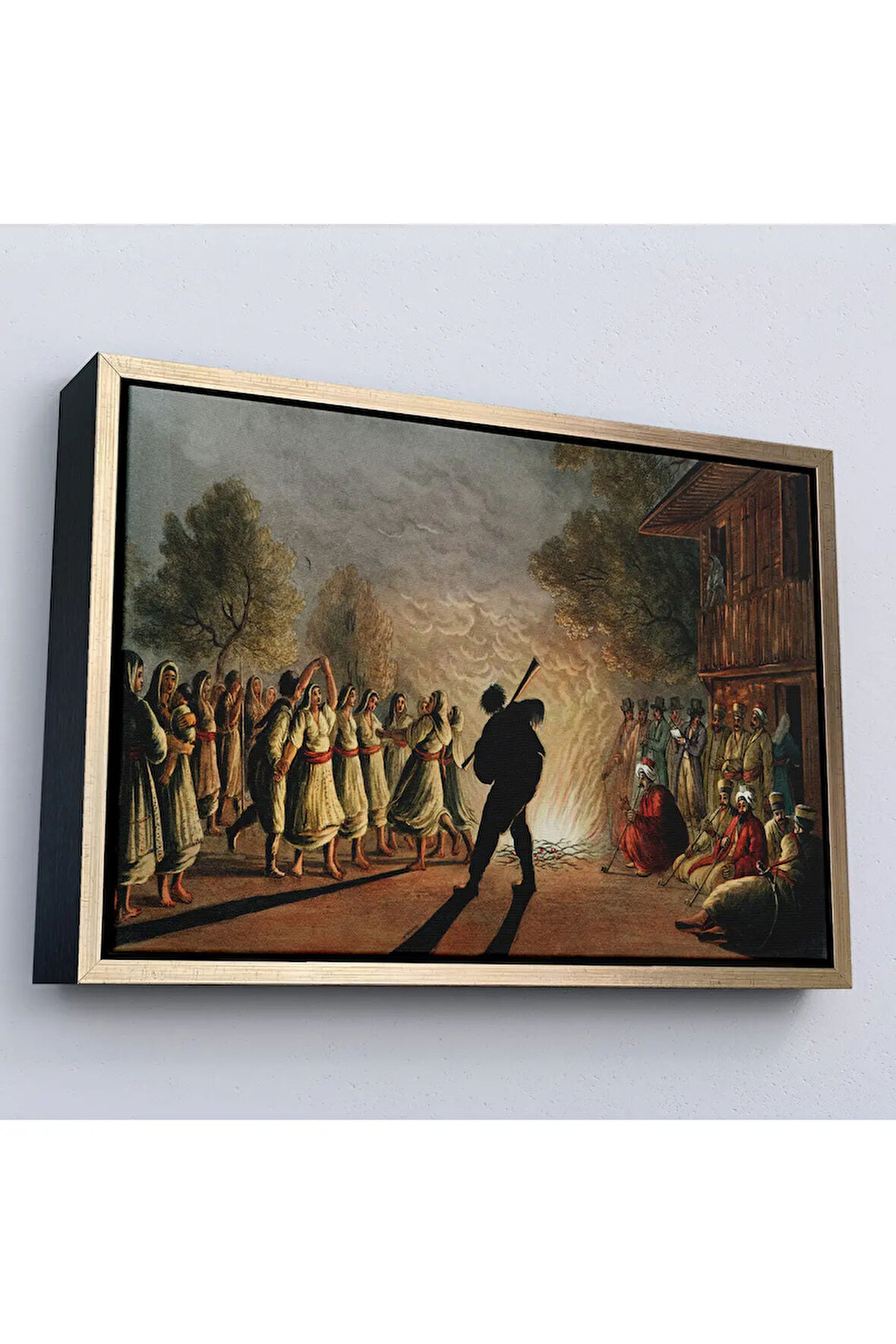 Ahşap Çerçeveli Luigi Mayer'In Bulgar Köylülerinin Dansı Tablosu-7036