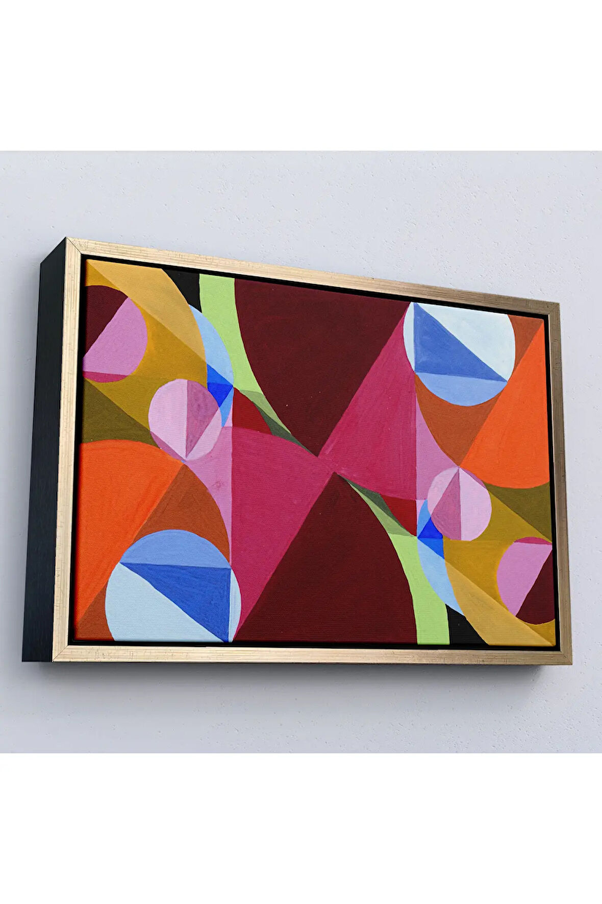 Ahşap Çerçeveli Dik Açılarla Kesilen Soyut Tablo-7052