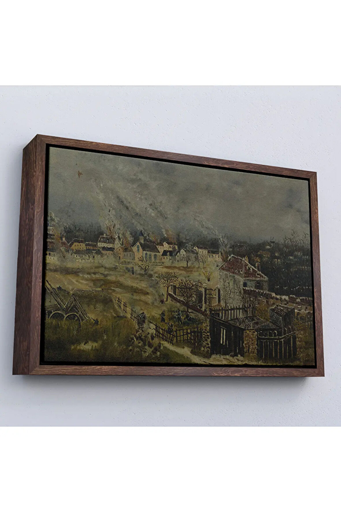 Ahşap Çerçeveli Henri Rousseau - Champigny Savaşı Tablosu-7054