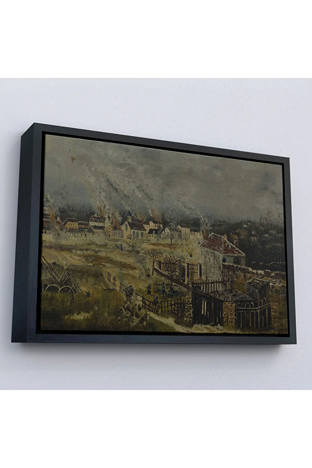 Ahşap Çerçeveli Henri Rousseau - Champigny Savaşı Tablosu-7054