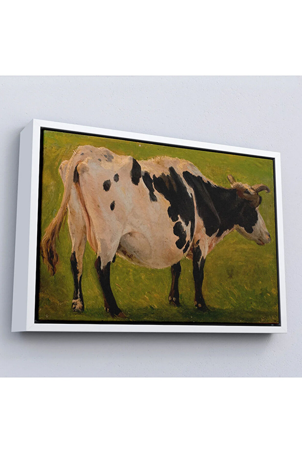 Ahşap Çerçeveli Carlo Dalgas - Siyah Beyaz Holstein İneği Tablosu-7058